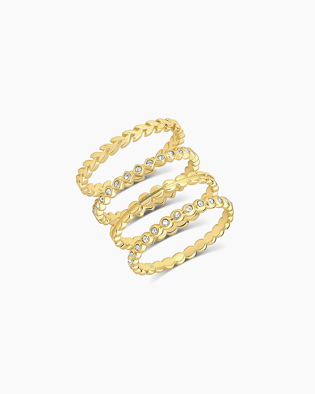 Mini stackable ring set || option::18k Gold Plated