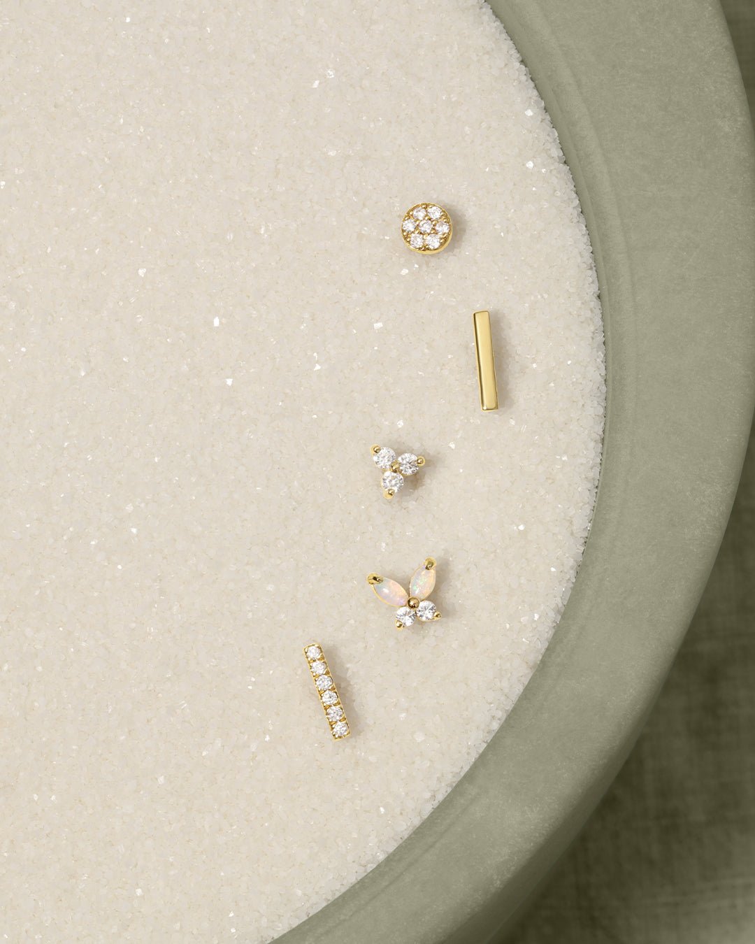 Diamond Pave Studs || option::14k Solid Gold, Pair