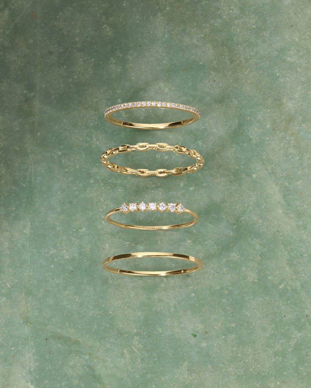 Diamond Row Ring || option::14k Solid Gold