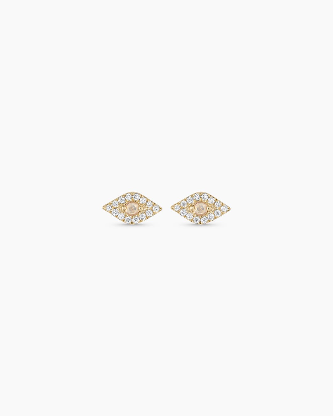 Diamond Evil Eye Studs || option::14k Solid Gold