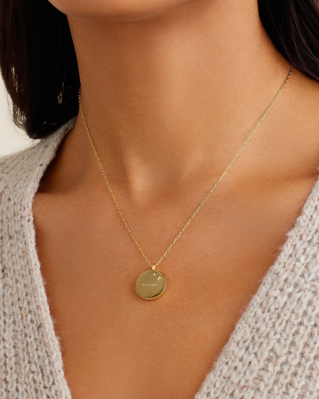 Zodiac Necklace - Scorpio, Astrology Coin Necklace, Scorpio Necklace || option::18k Gold Plated, Scorpio