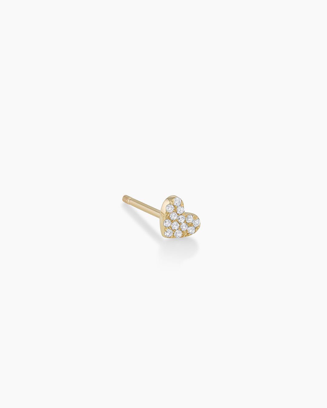 Diamond Pave Heart Stud || option::14k Solid Gold, Single