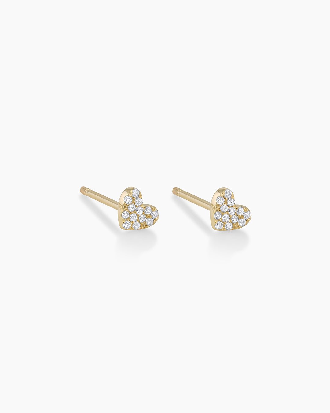 Diamond Pave Heart Stud || option::14k Solid Gold, Pair