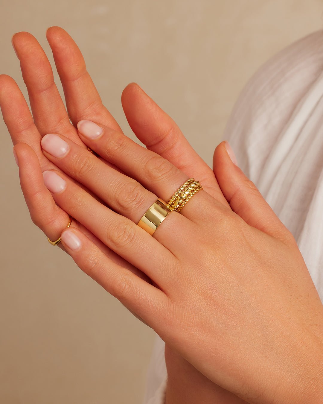 Crew Ring set twisted 18k Gold Plated Ring || option::18k Gold Plated