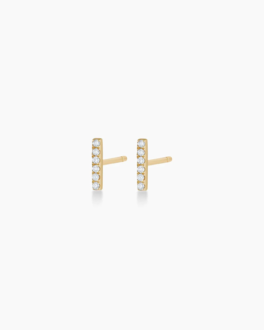 Diamond Bar Stud || option::14k Solid Gold, Pair