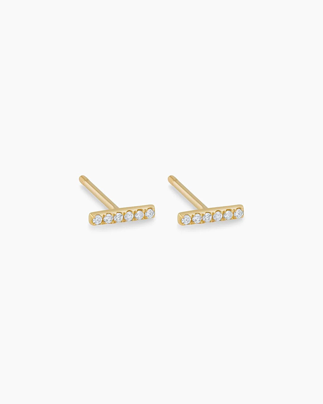 Diamond Bar Stud || option::14k Solid Gold, Pair