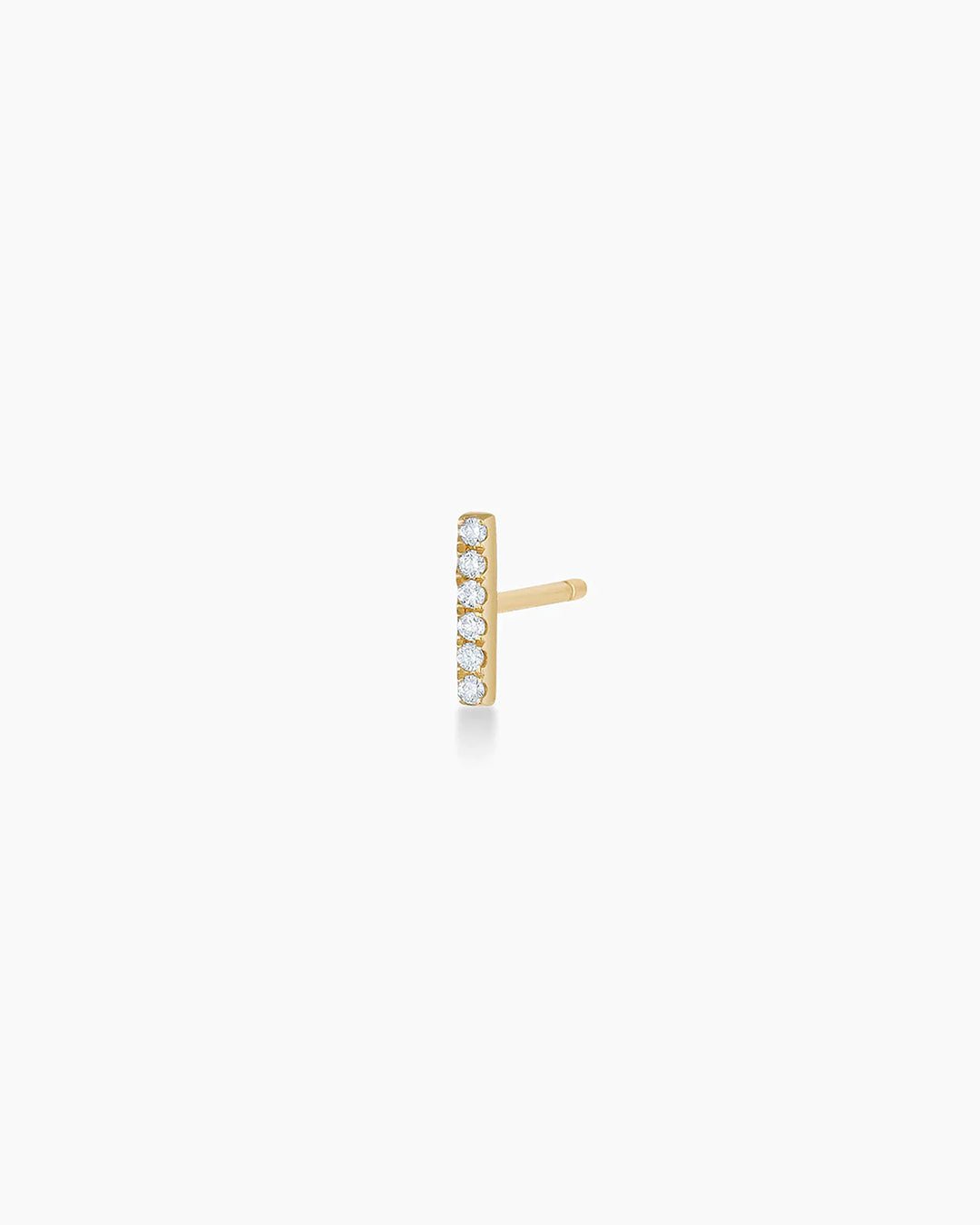 Diamond Bar Stud || option::14k Solid Gold, Single