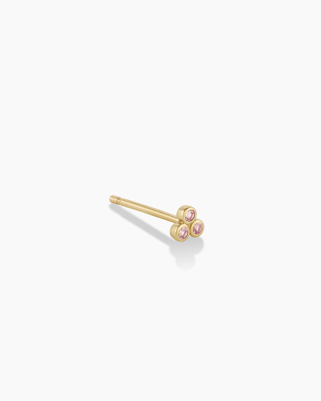 Classic Pink Sapphire Trio Stud || option::14k Solid Gold, Single