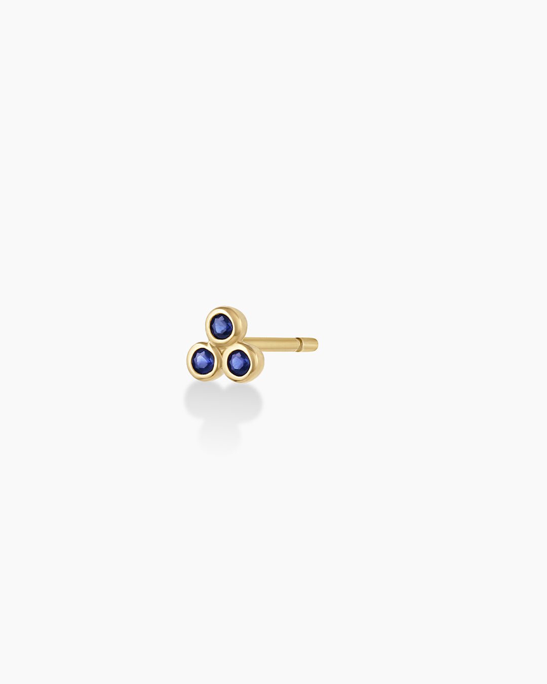 Classic Blue Sapphire Trio Stud || option::14k Solid Gold, Single