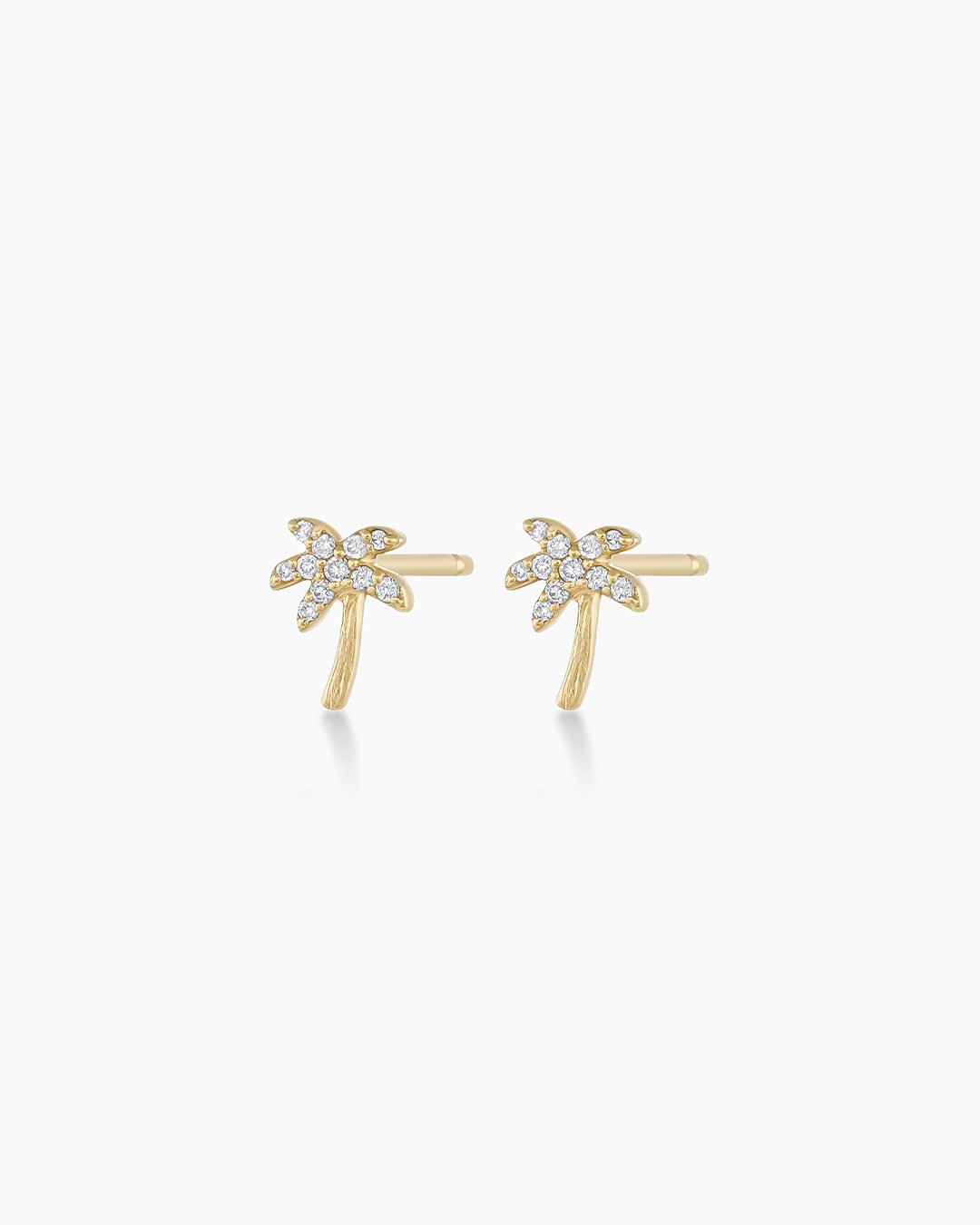 Diamond Palm Stud || option::14k Solid Gold, Pair