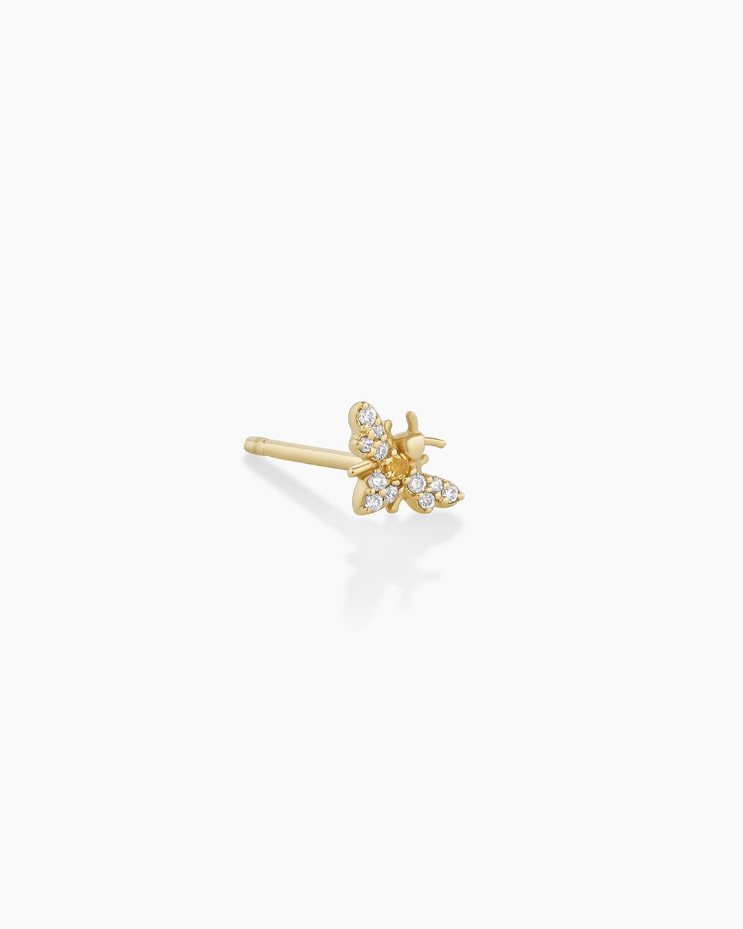 Diamond Bee Stud || option::14k Solid Gold, Pair