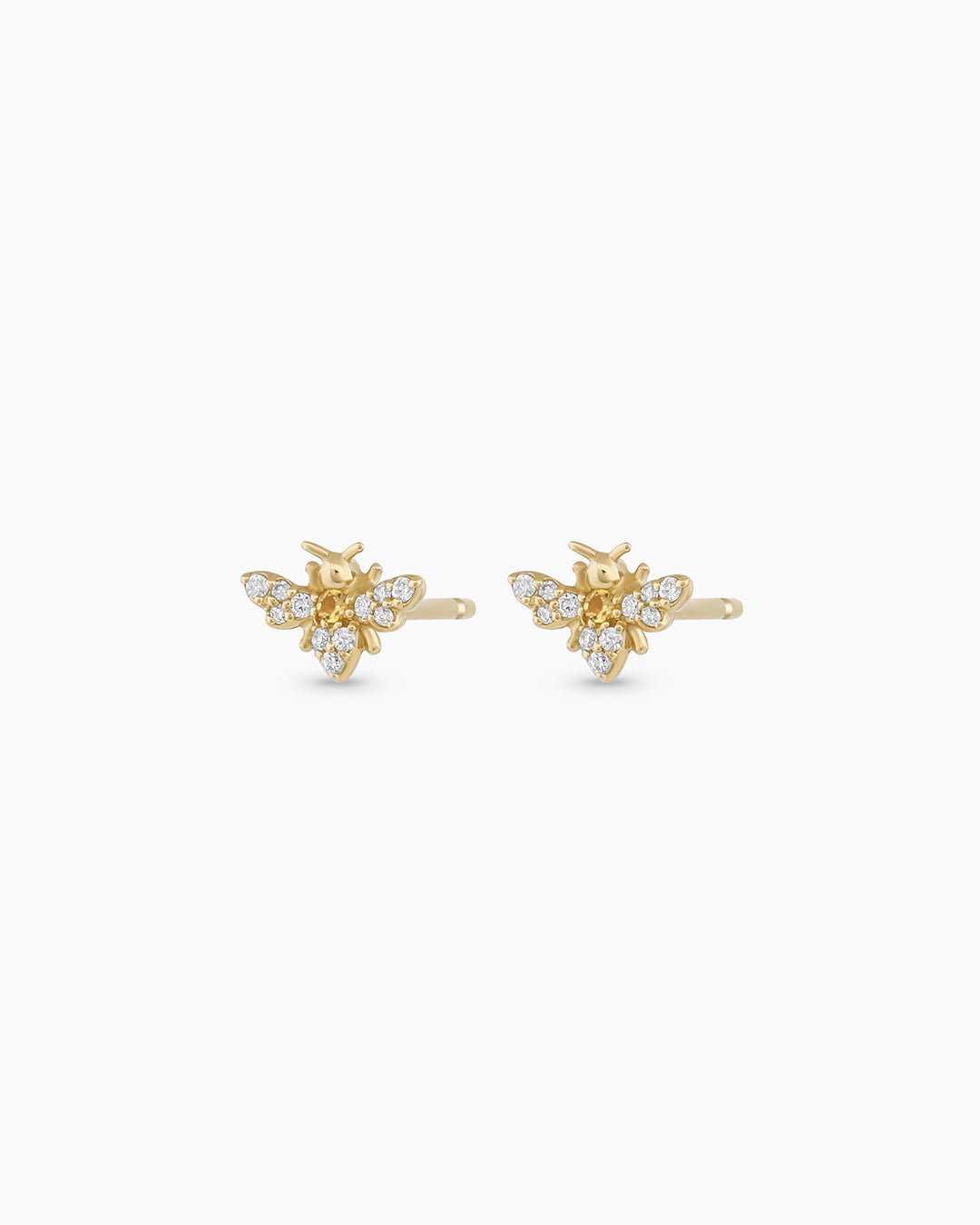 Diamond Bee Stud || option::14k Solid Gold, Pair