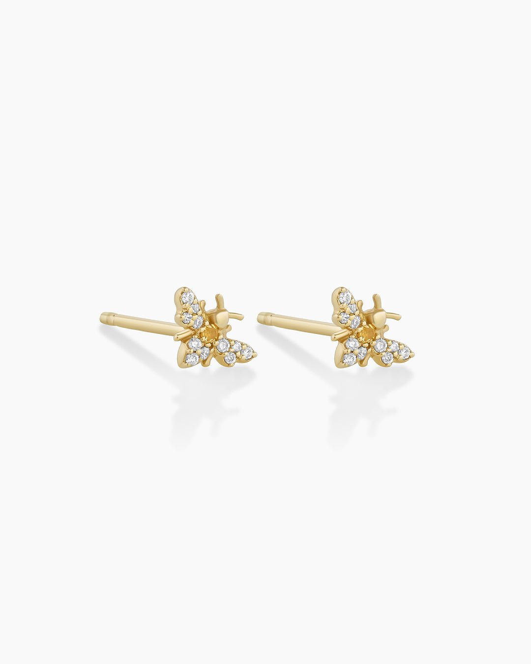 Diamond Bee Stud || option::14k Solid Gold, Pair