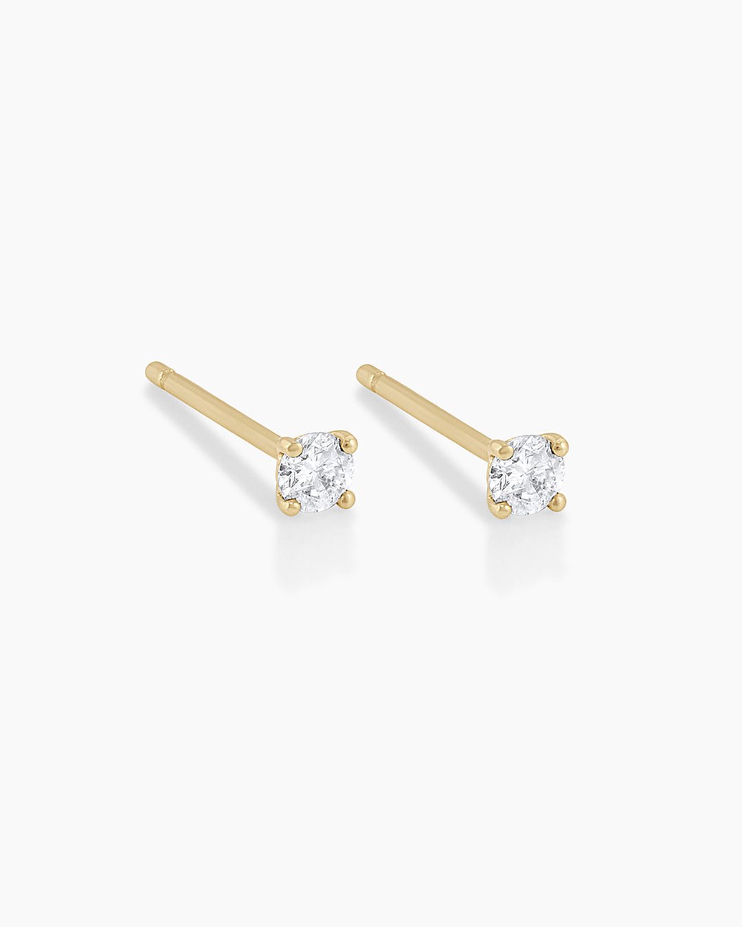 Diamond Solitaire 3 mm Studs || option::14k Solid Gold, 3mm, Pair