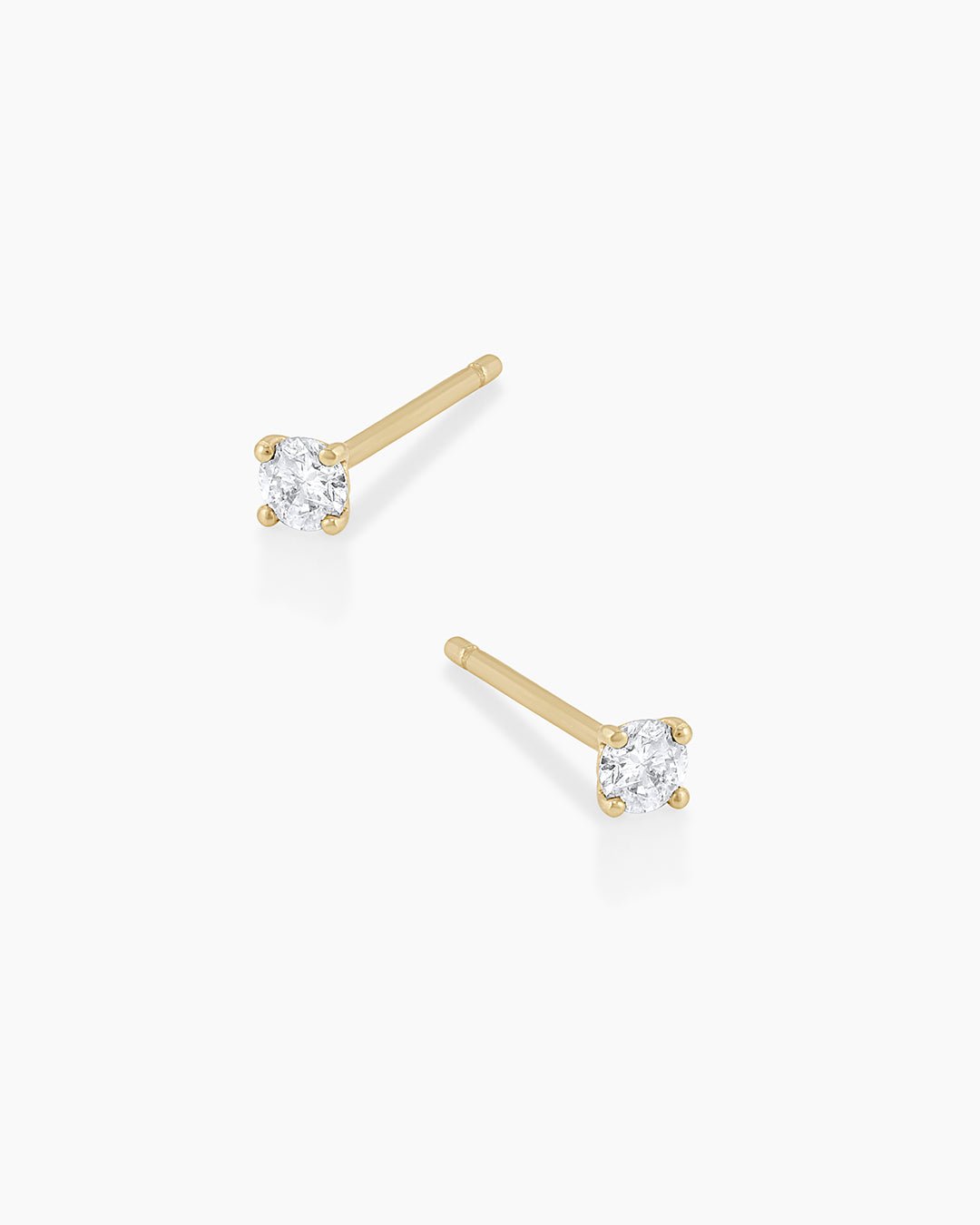 Diamond Solitaire 3 mm Studs || option::14k Solid Gold, 3mm