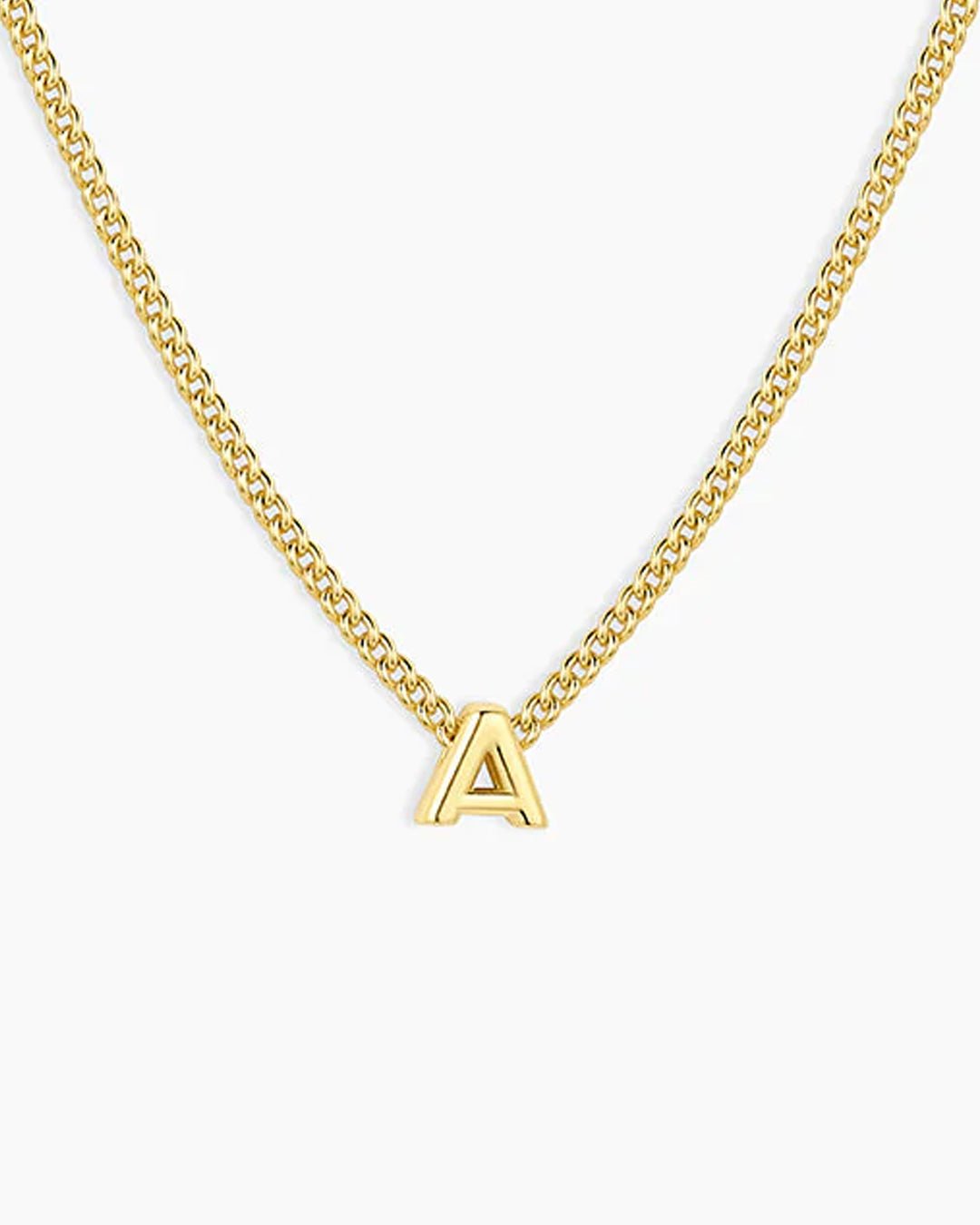 Wilder Mini Alphabet Necklace || option::18k Gold Plated, A