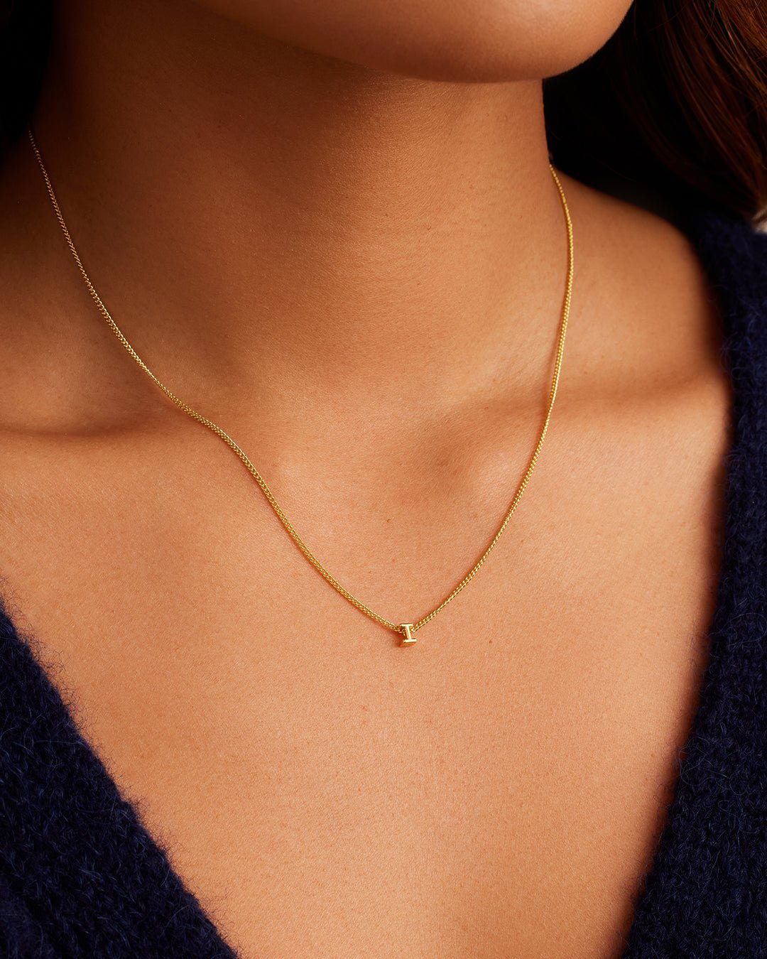 Wilder Mini Alphabet Necklace || option::18k Gold Plated, I