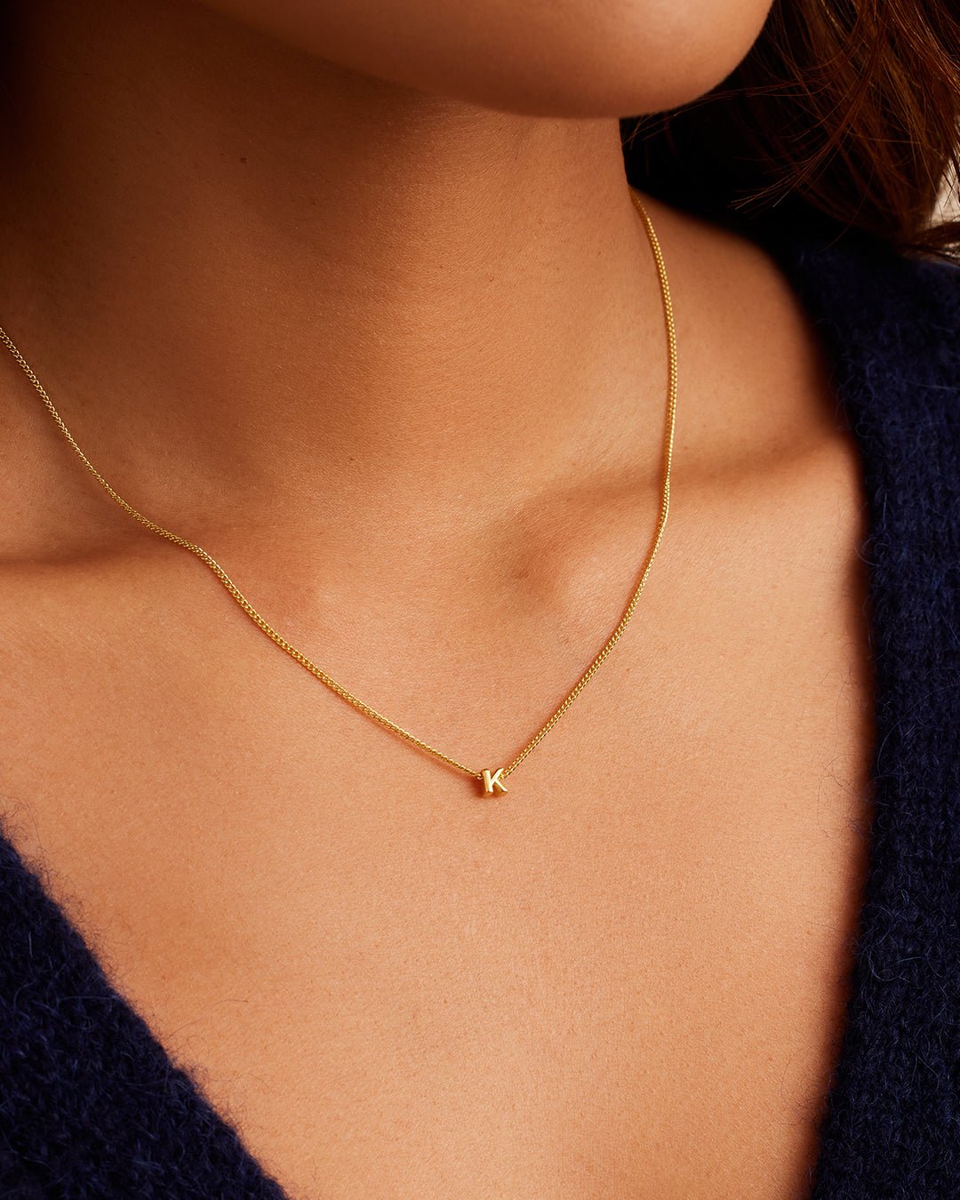 Wilder Mini Alphabet Necklace || option::18k Gold Plated, K