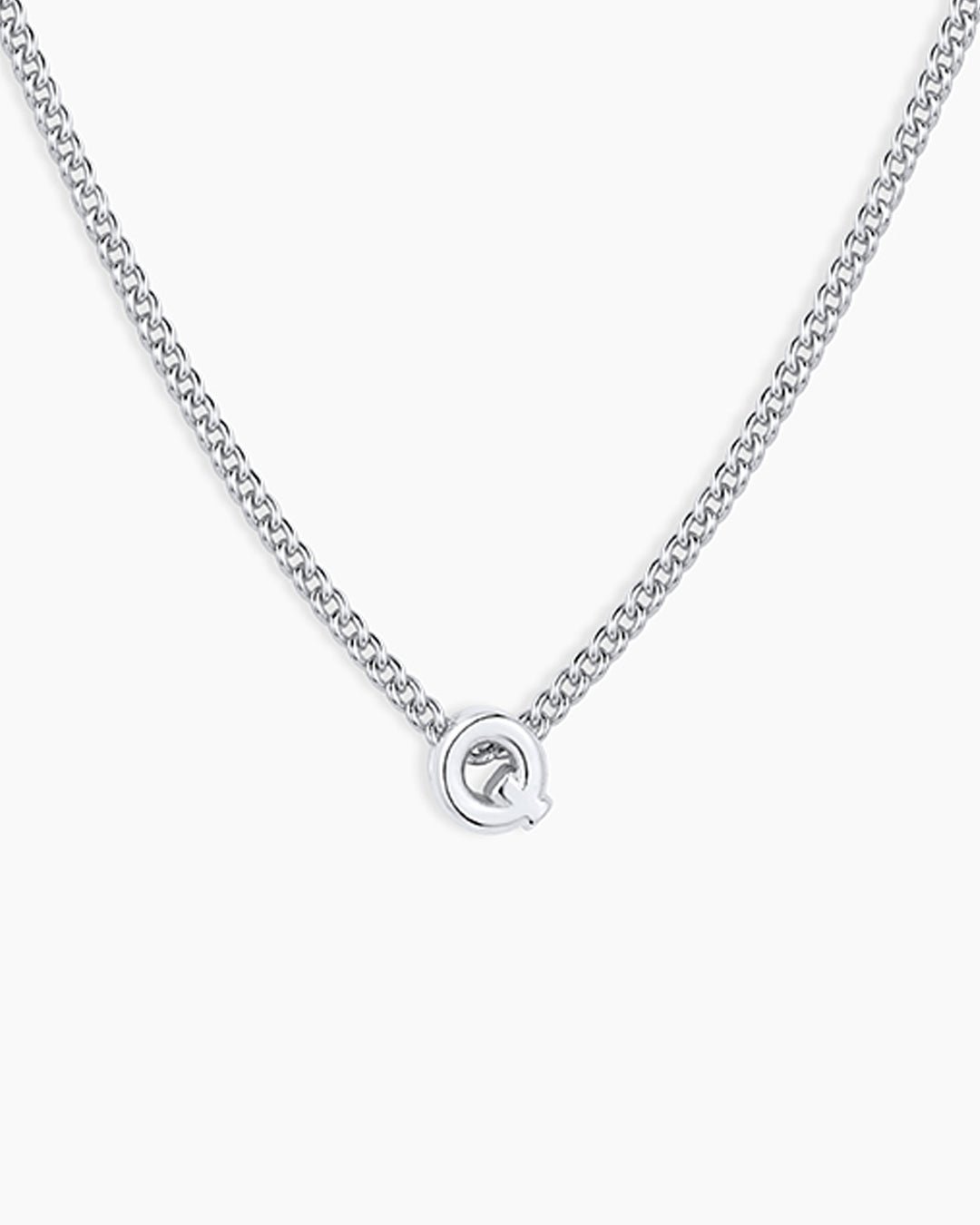 Wilder Mini Alphabet Necklace || option::Silver Plated, Q