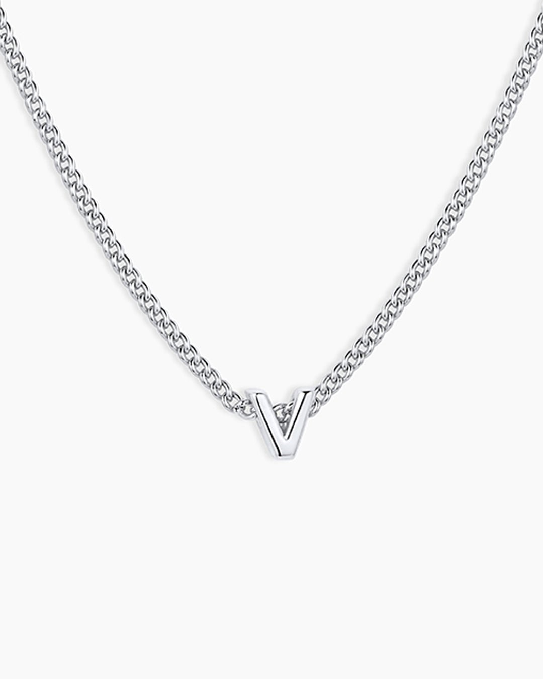 Wilder Mini Alphabet Necklace || option::Silver Plated, V