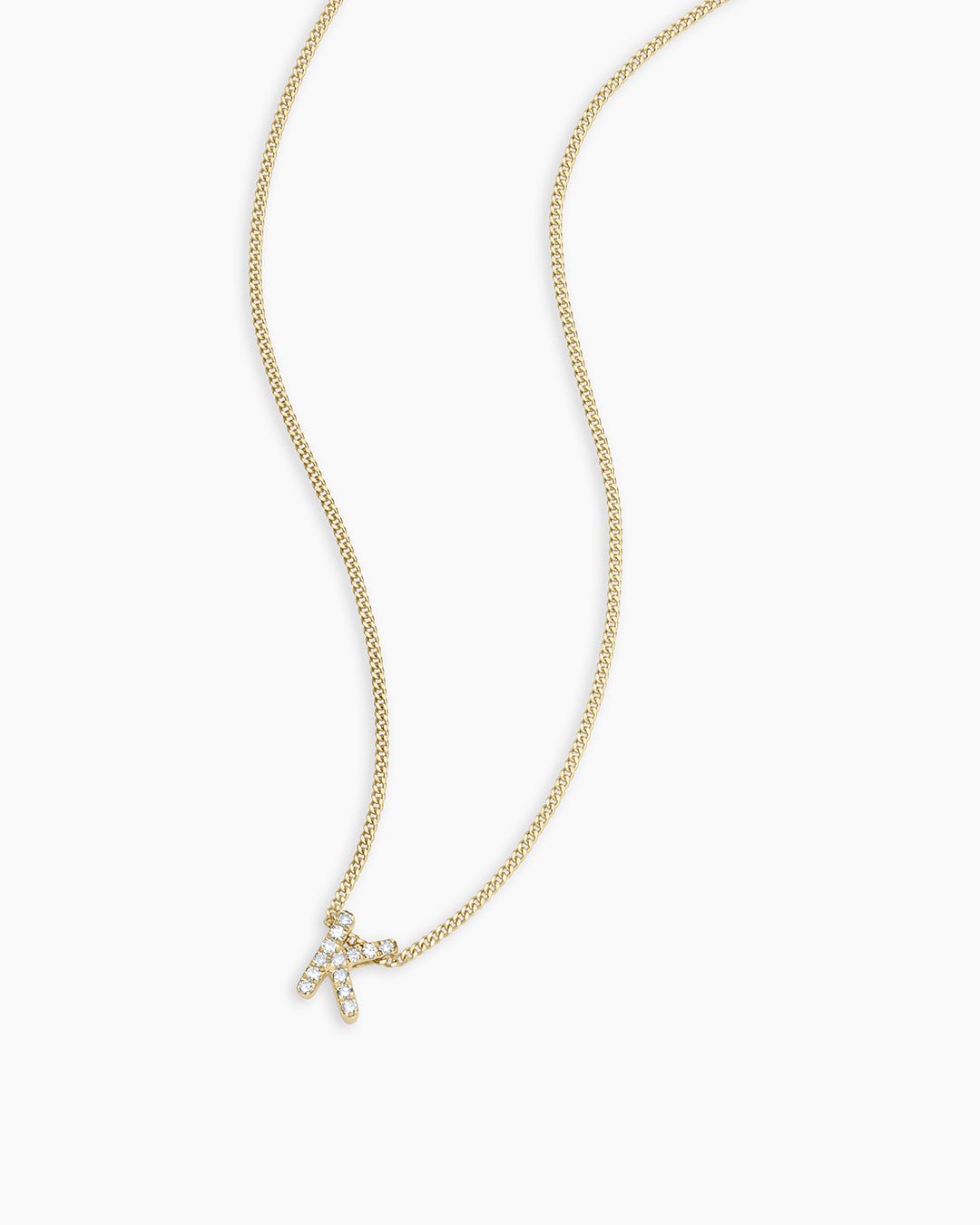 Diamond Alphabet Necklace || option::14k Solid Gold, K