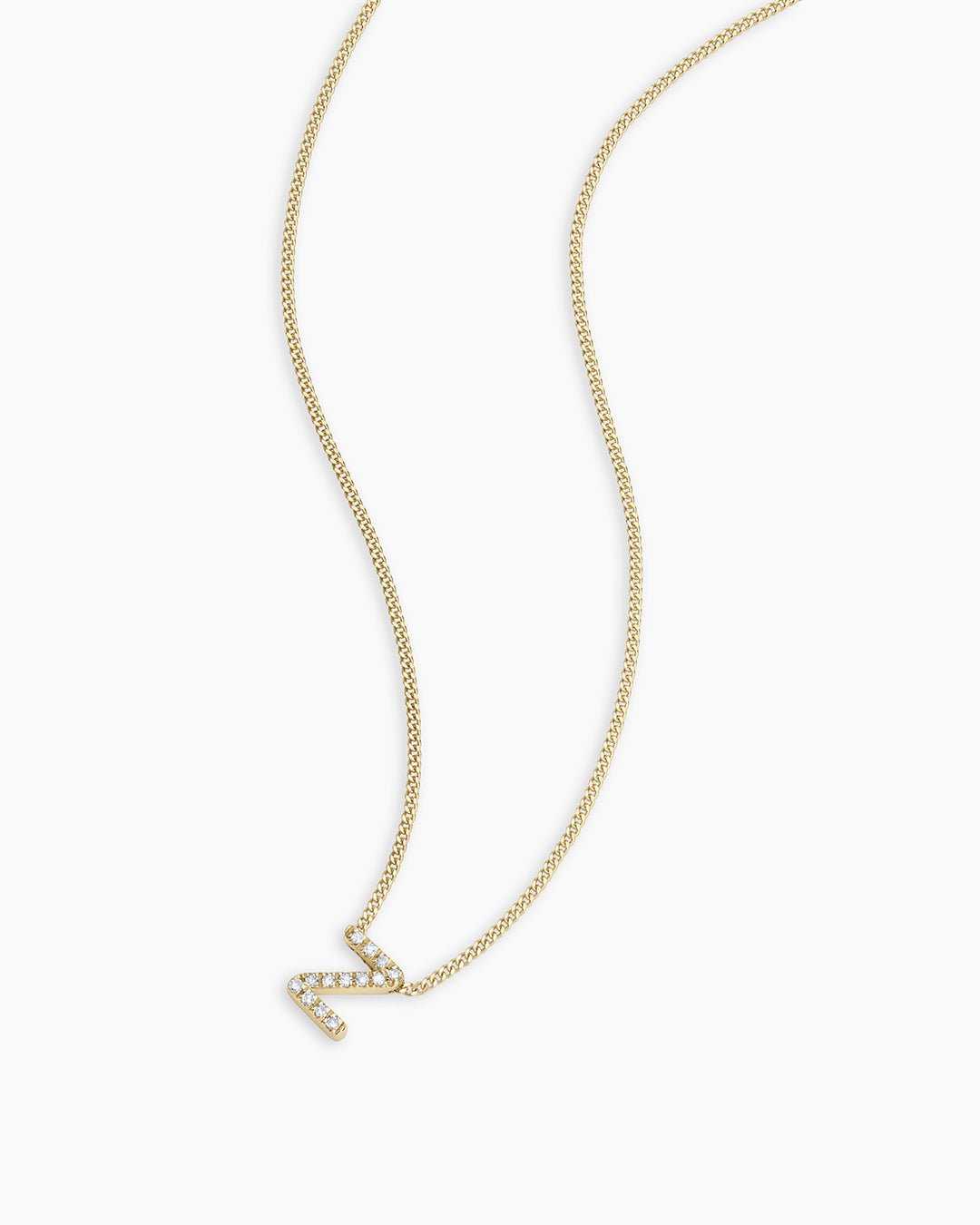 Diamond Alphabet Necklace || option::14k Solid Gold, Z