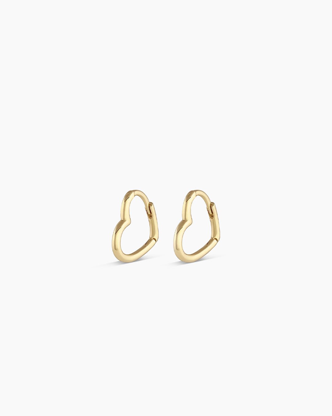 Mini Open Heart Huggie || option::14k Solid Gold, Pair