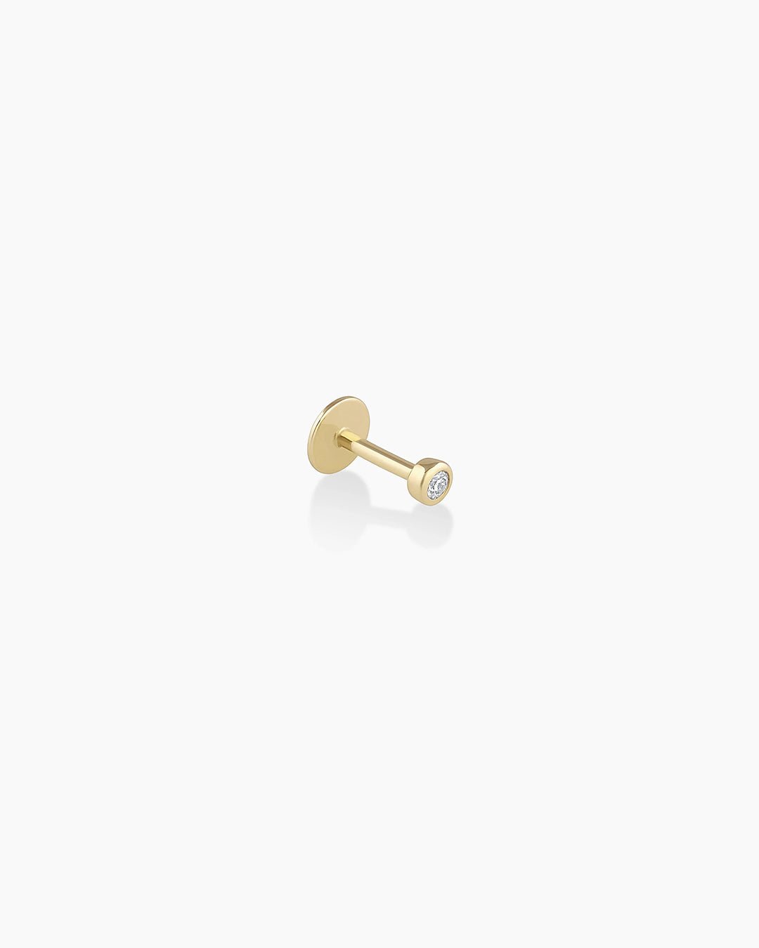 Classic Diamond Threaded Flatback Studs || option::14k Solid Gold, Single