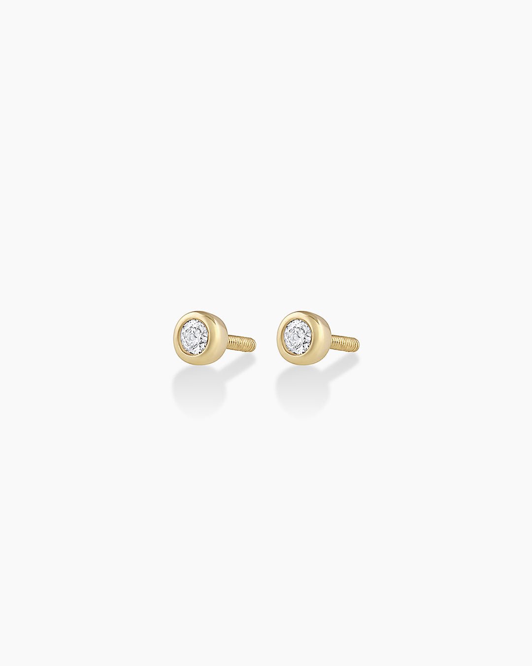 Classic Diamond Threaded Flatback Studs || option::14k Solid Gold, Pair