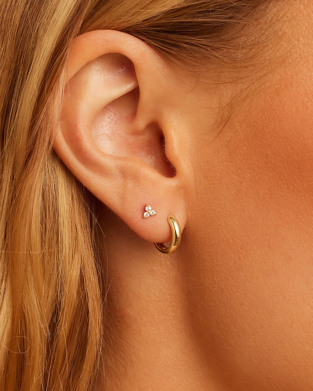 Diamond Bali Flat Back Stud || option::14k Solid Gold, Pair