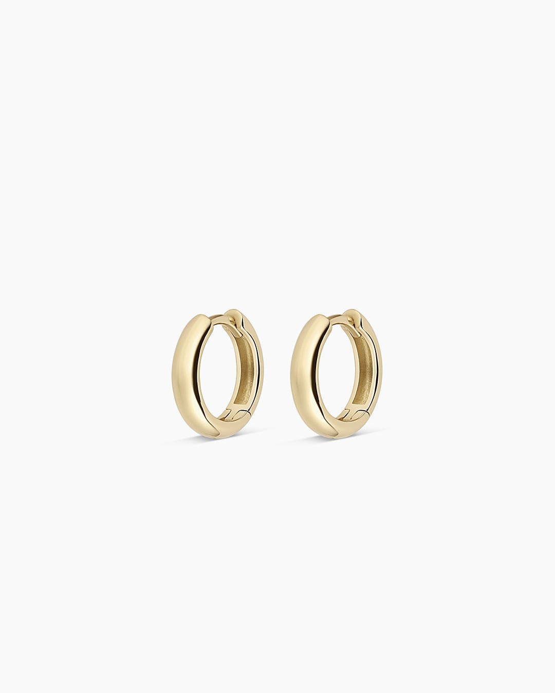 14k Gold Lou Helium Huggies || option::14k Solid Gold, 11 mm, Pair