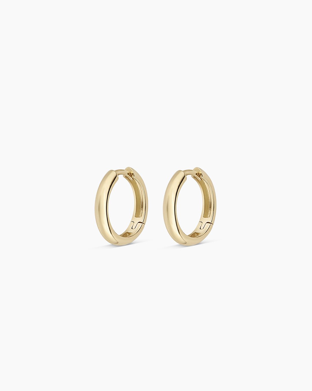 14k Gold Lou Helium Huggies || option::14k Solid Gold, 13 mm, Pair