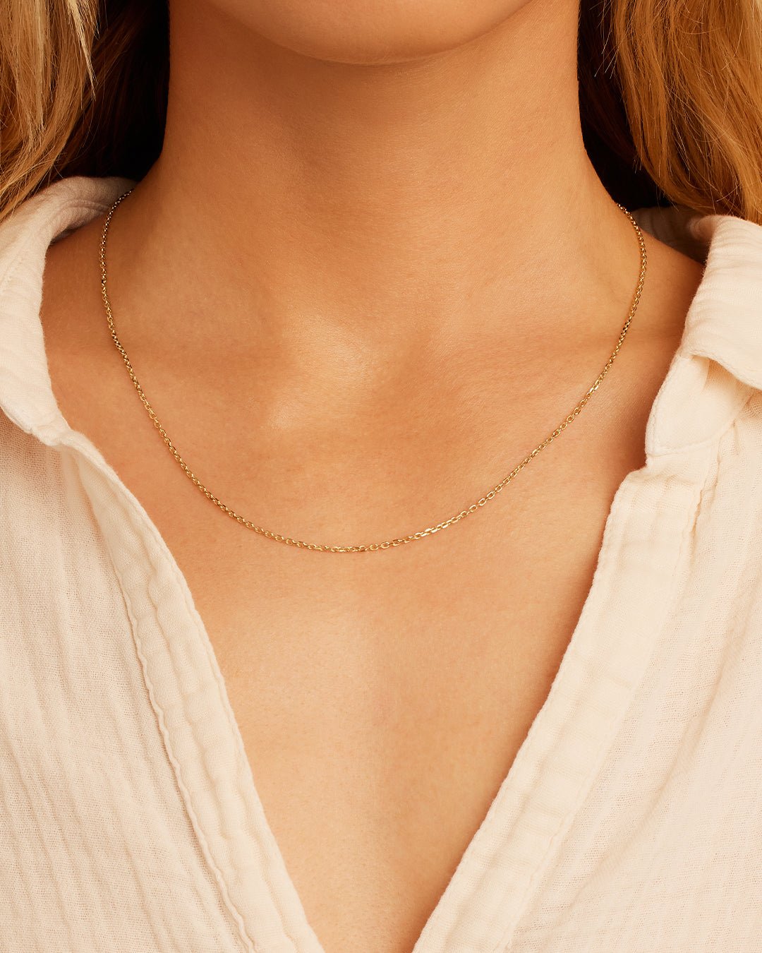 14k Gold Mini Link Necklace || option::14k Solid Gold