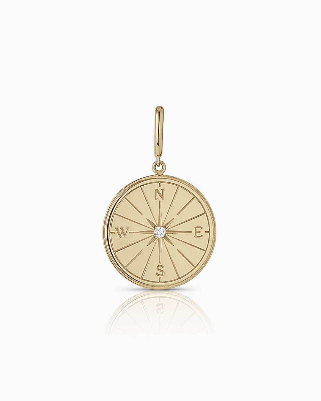 Diamond Compass Charm || option::14k Solid Gold