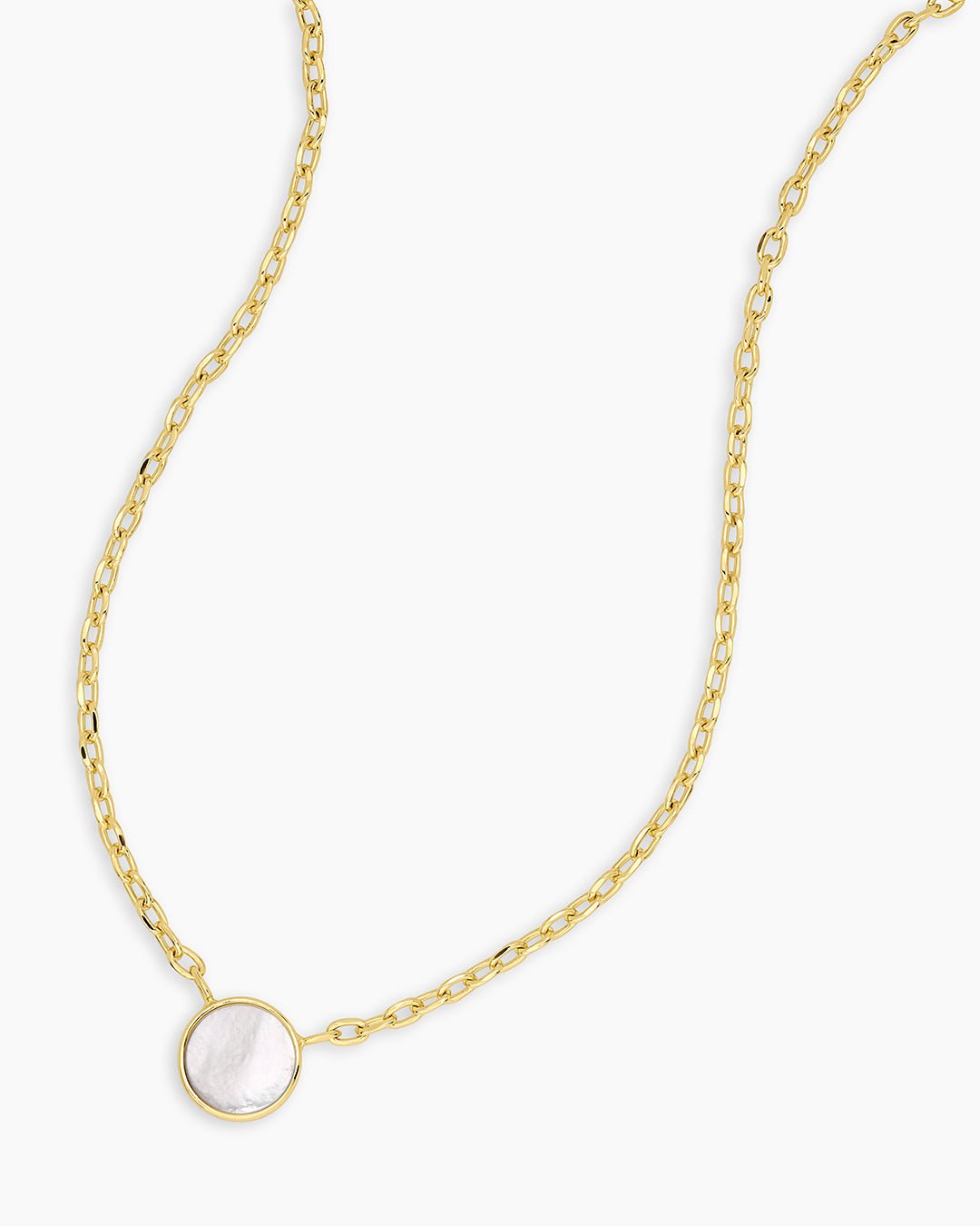 Rose Marble Coin Necklace || option::18k Gold Plated, Mother of Pearl