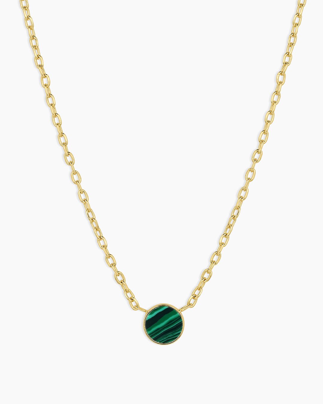 Rose Marble Coin Necklace || option::18k Gold Plated, Malachite Marble