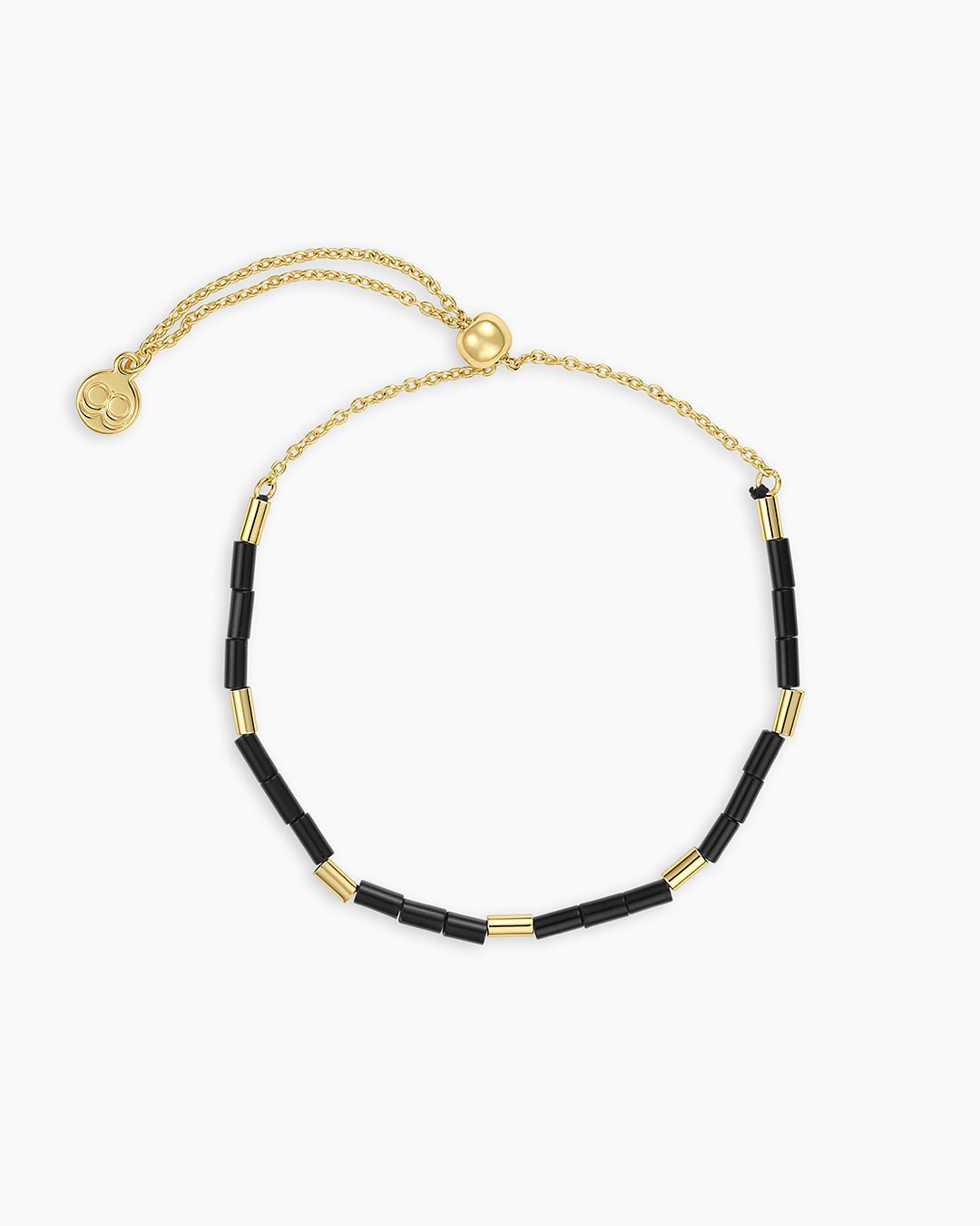 Power Gemstone Tatum Bracelet || option::18k Gold Plated, Black Onyx