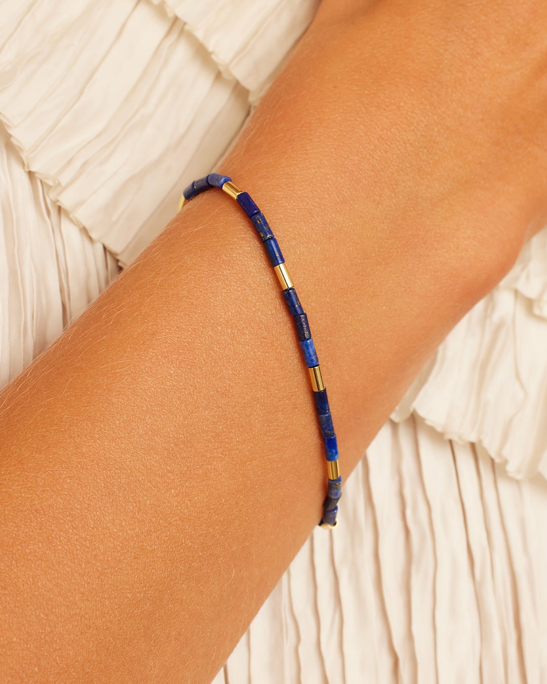 Power Gemstone Tatum Bracelet || option::18k Gold Plated, Lapis