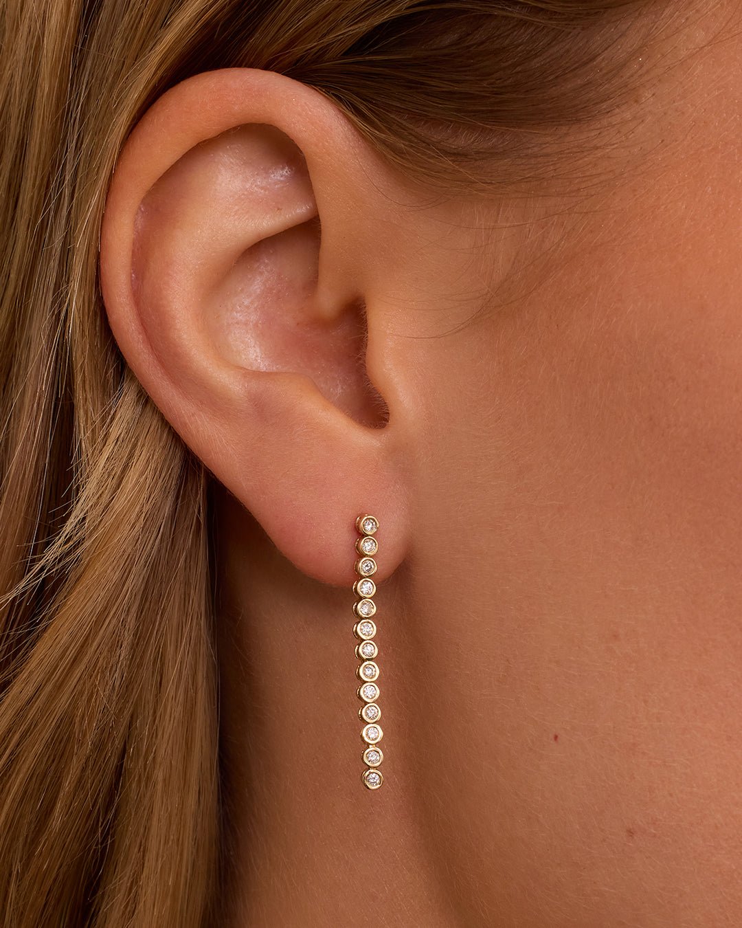 Lab Grown Diamond Classic Tennis Drop Earrings || option::14k Solid Gold, Pair