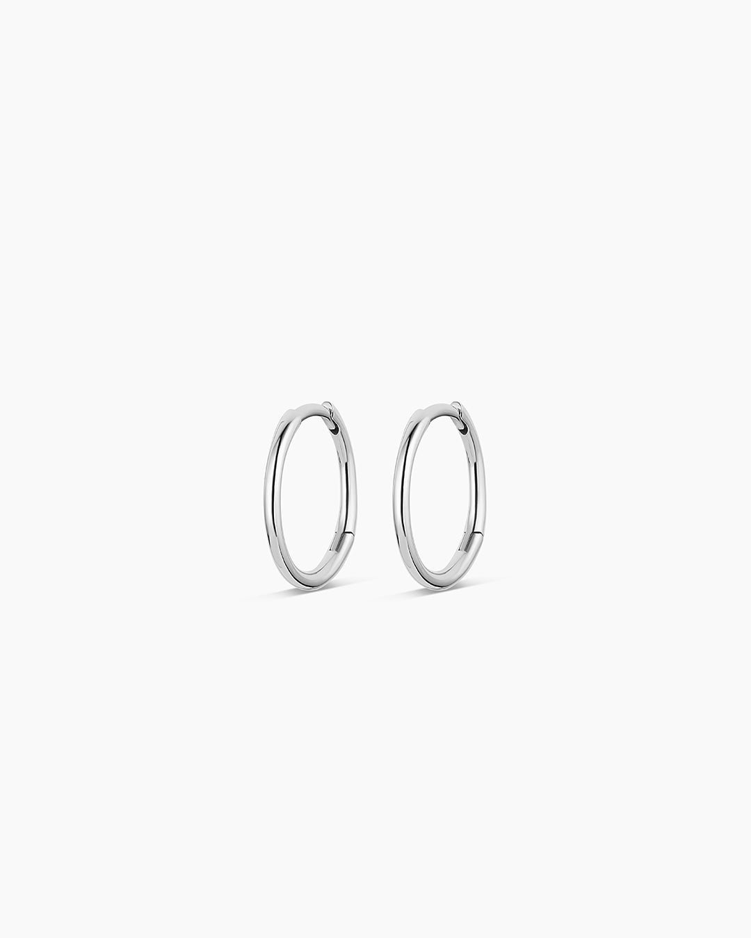 14k White Gold Classic 13 mm Huggies || option::14k Solid White Gold, 13mm, Pair