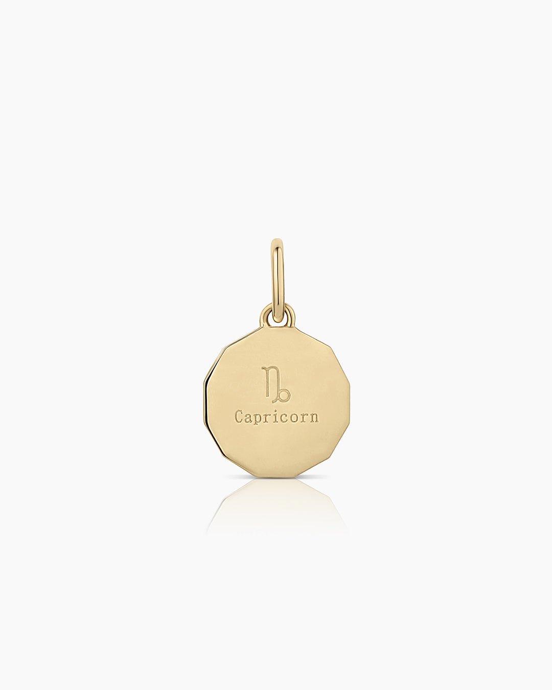 Diamond Zodiac Coin Charm || option::14k Solid Gold, Capricorn