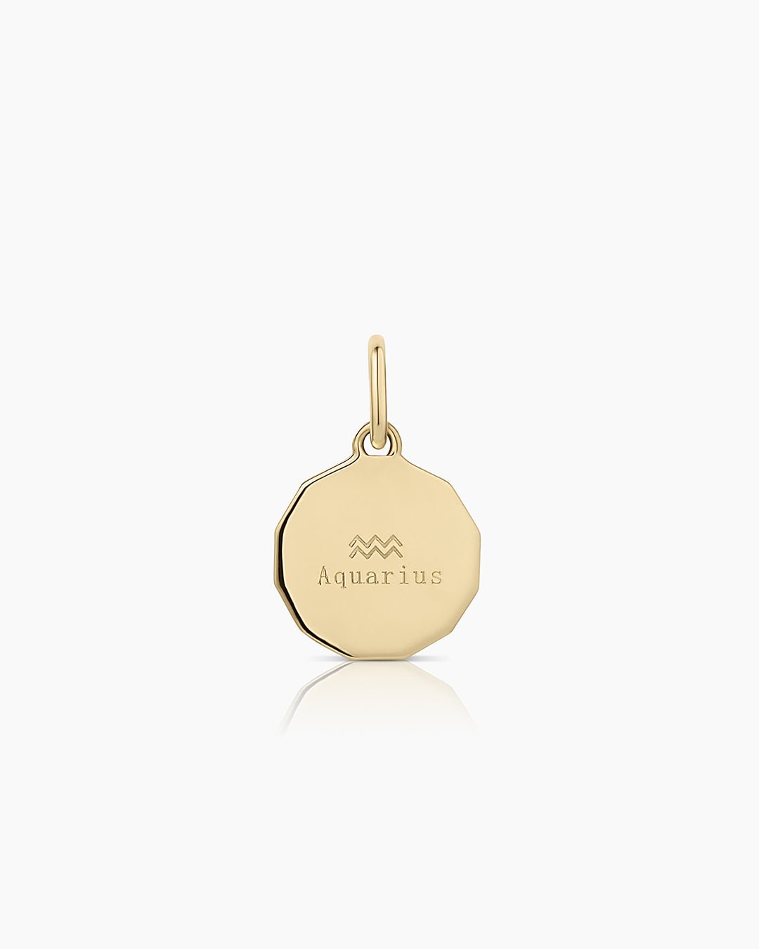 Diamond Zodiac Coin Charm || option::14k Solid Gold, Aquarius