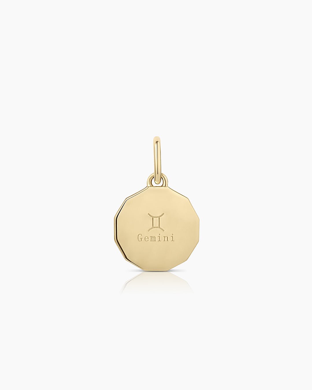 Diamond Zodiac Coin Charm || option::14k Solid Gold, Gemini