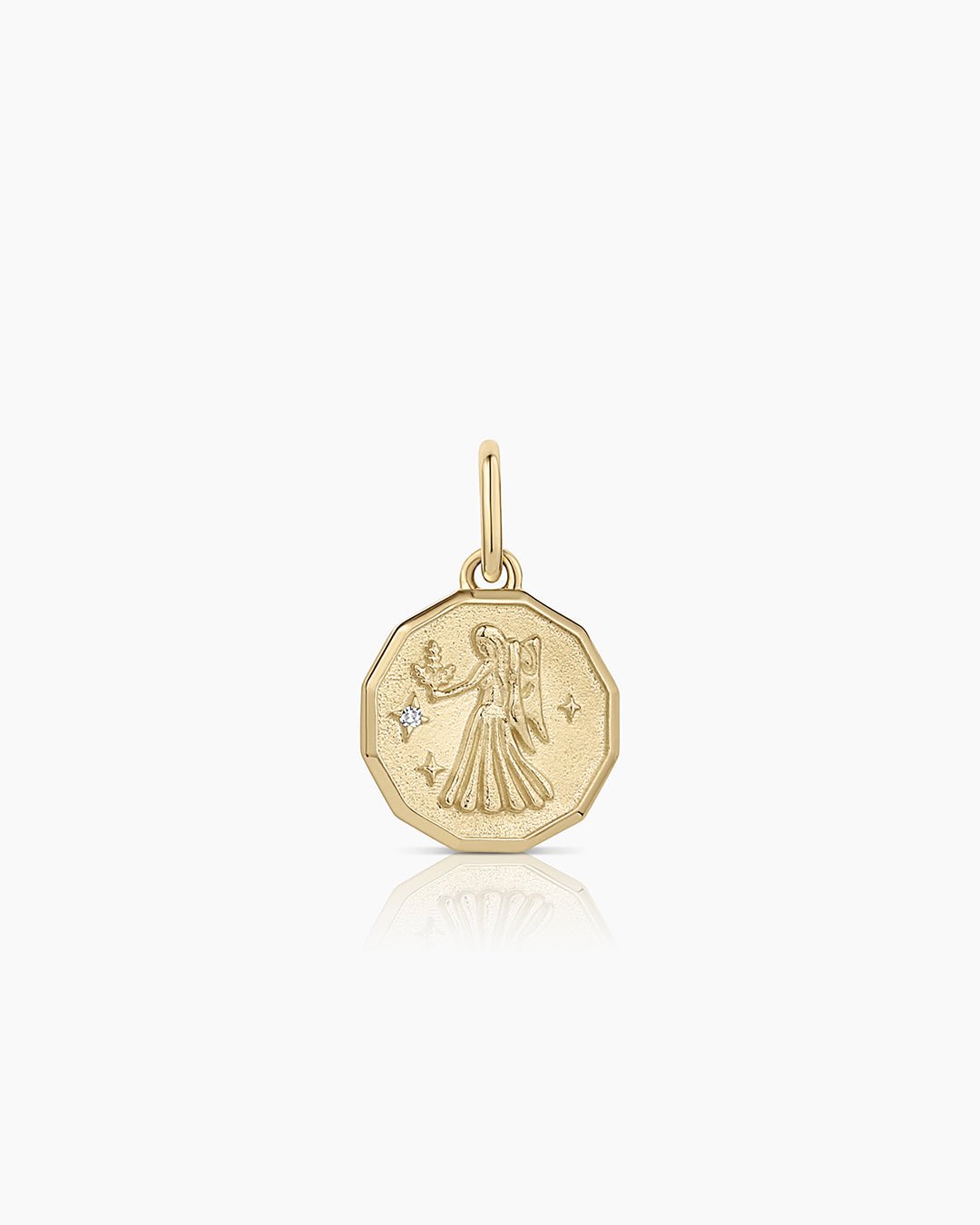 Diamond Zodiac Coin Charm || option::14k Solid Gold, Virgo