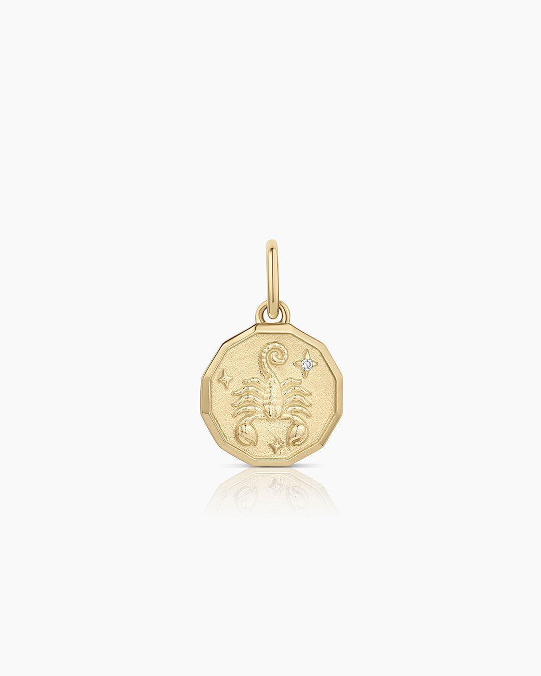 Diamond Zodiac Coin Charm || option::14k Solid Gold, Scorpio