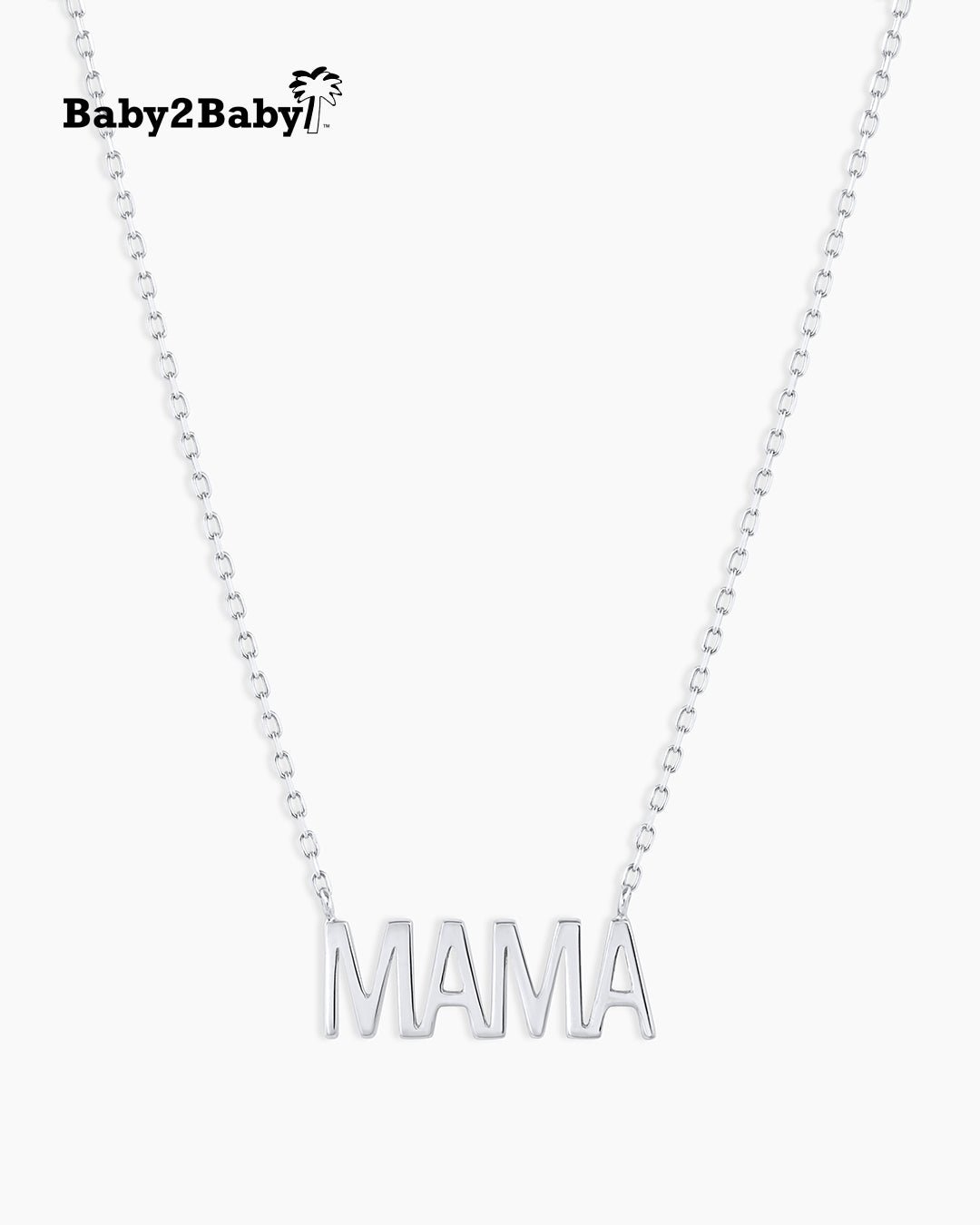 14k White Gold Mama Necklace || option::14k Solid White Gold