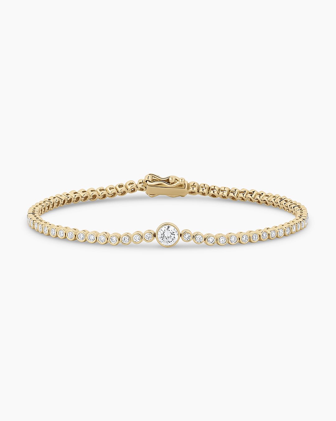 Lab Grown Diamond Circle Charm Tennis Bracelet || option::14k Solid Gold, 7 in.