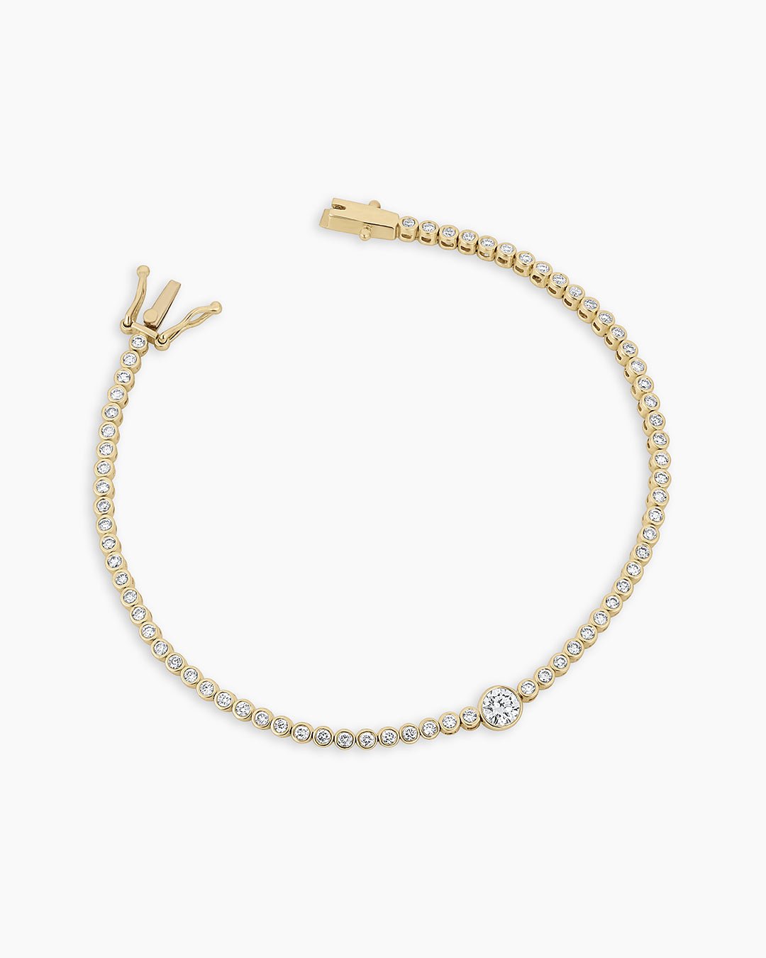 Lab Grown Diamond Circle Charm Tennis Bracelet || option::14k Solid Gold, 6 in.