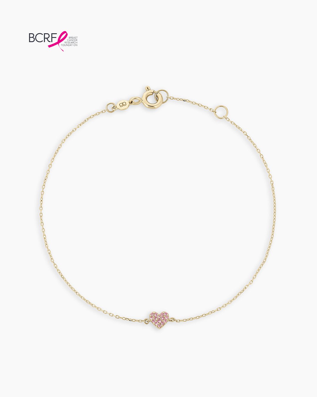 Pink Sapphire Pavé Heart Bracelet || option::14k Solid Gold