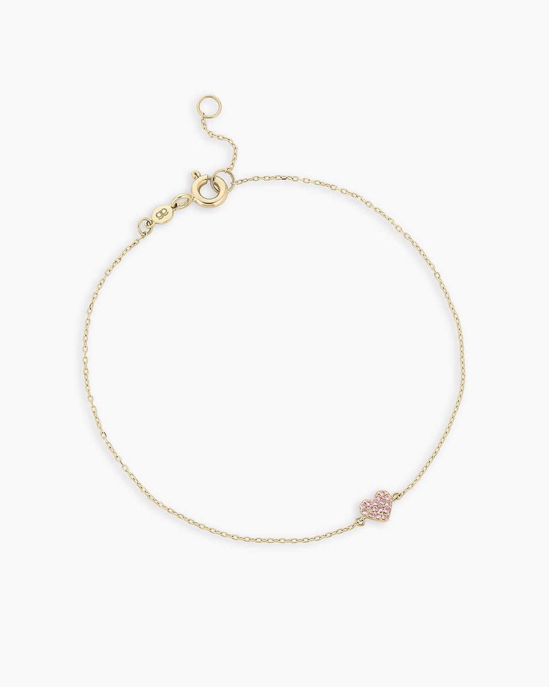 Pink Sapphire Pavé Heart Bracelet || option::14k Solid Gold